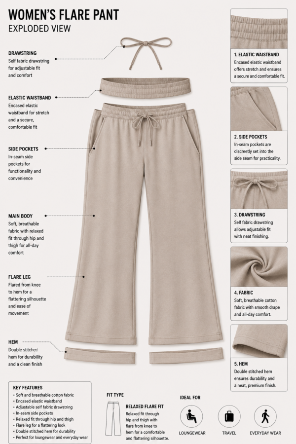 Flared (with pockets) Bottoms for Women