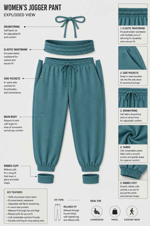 Ribbed Jogger (with pockets) Bottoms for Women