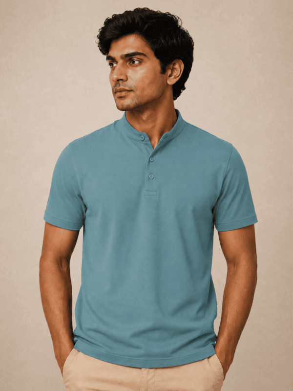 Mandarin Collar Everyday Wear T-shirts for Men
