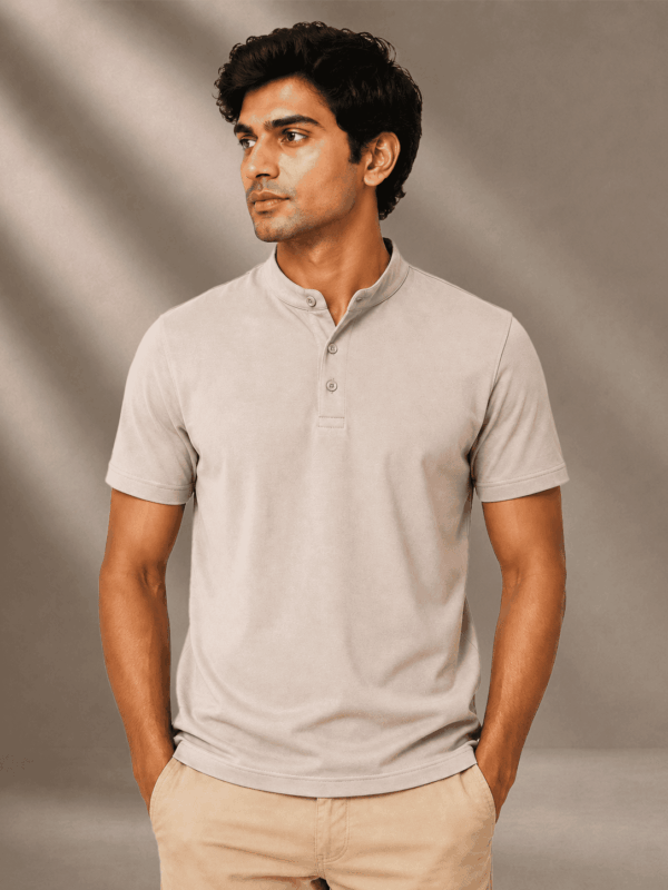 Mandarin Collar Everyday Wear T-shirts for Men
