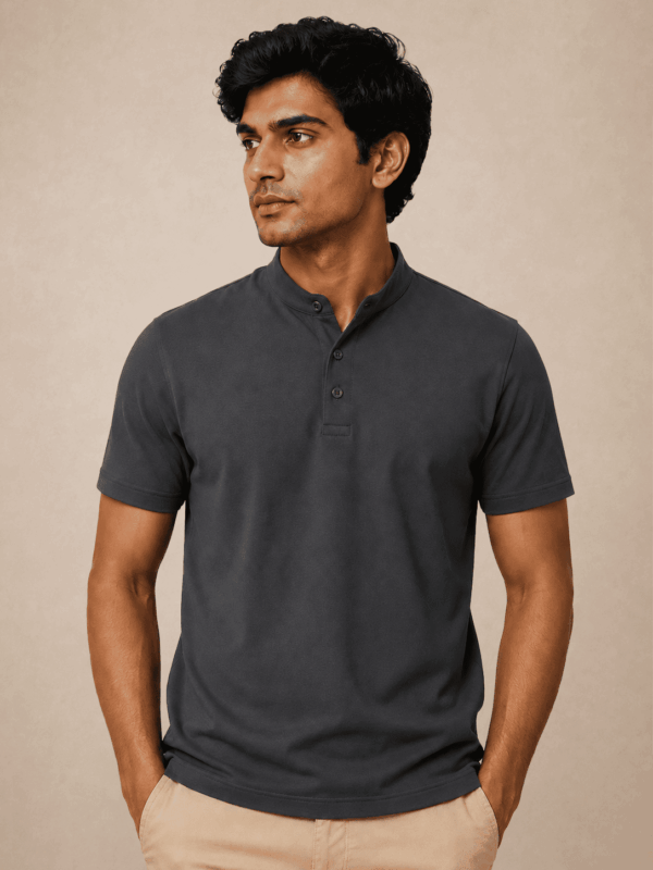 Mandarin Collar Everyday Wear T-shirts for Men