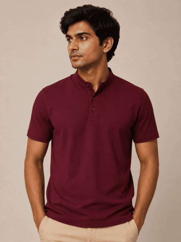 Mandarin Collar Everyday Wear T-shirts for Men