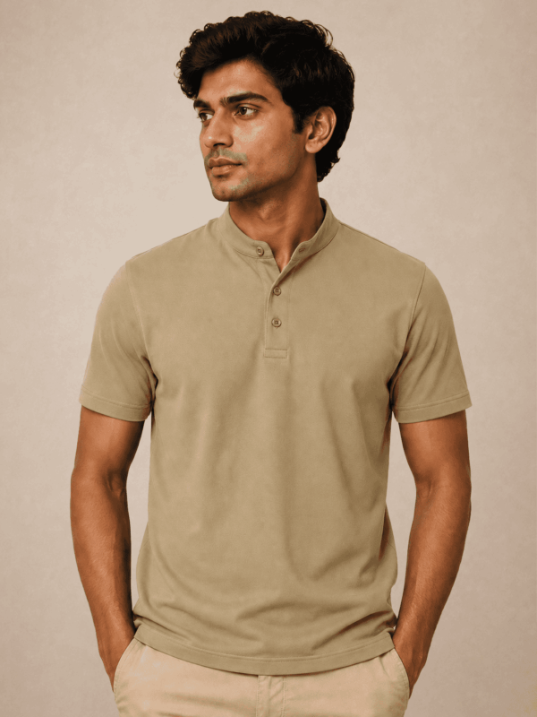 Mandarin Collar Everyday Wear T-shirts for Men